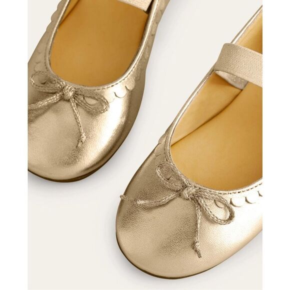 NEW Mini Boden Leather Ballet Flats Gold Metallic, $70 Sz 13c - Picture 2 of 9